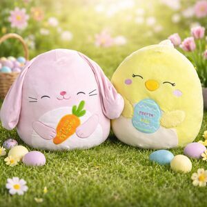 Squishmallows Easter Bunny & Chick Plush 18" Large Pastel Spring Stuffed Animals